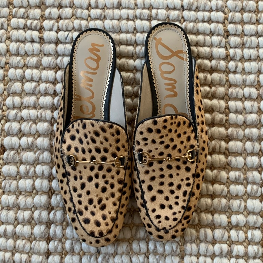 Sam Edelman leopard calf hair slides